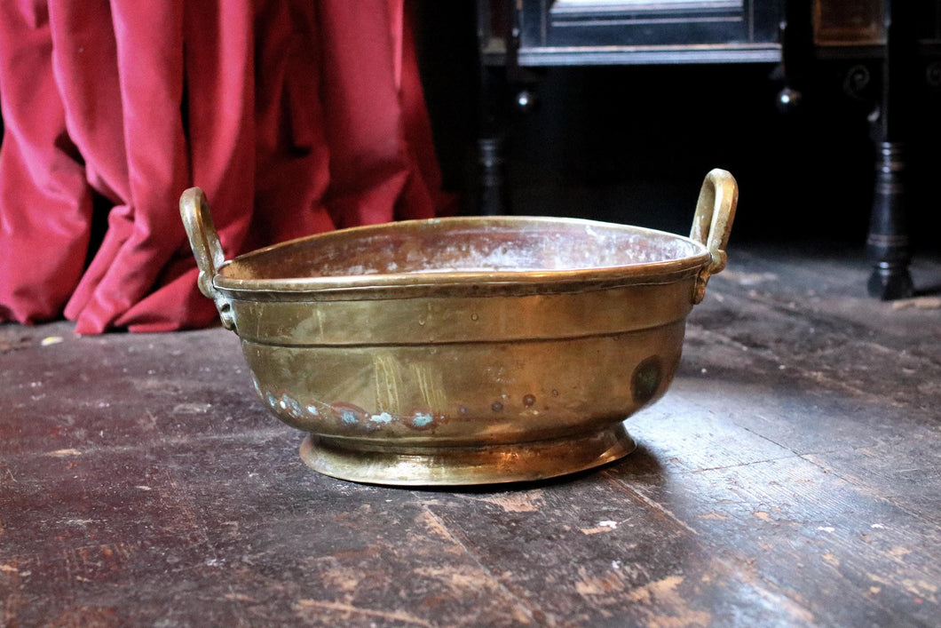 Antique Heavyweight French Brass Planter / Jardiniere