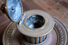 Load image into Gallery viewer, Ornate Antique Victorian Brass Inkwell
