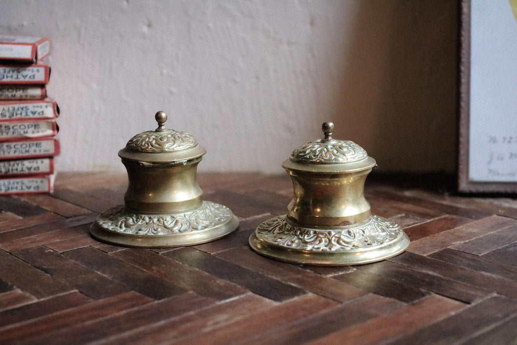 Pair of Ornate Victorian Ink Wells