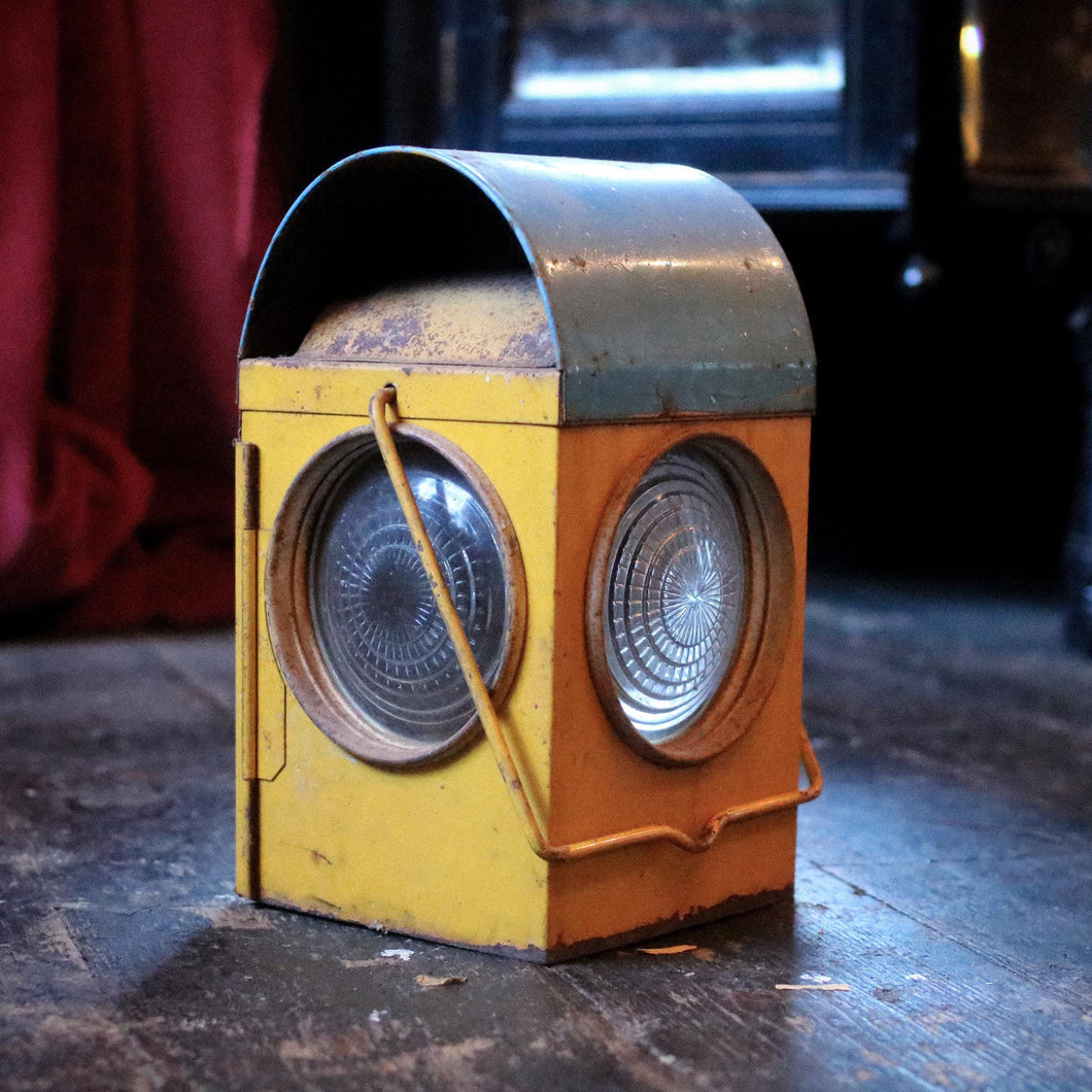 Vintage Yellow Road Workers Signal Lamp / Lantern