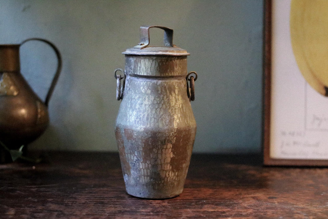 Antique Indian Hammered Copper Milk Container