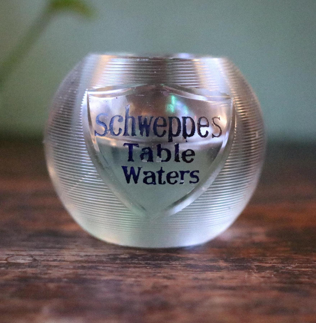 Schweppe's Glass Match Holder and Striker