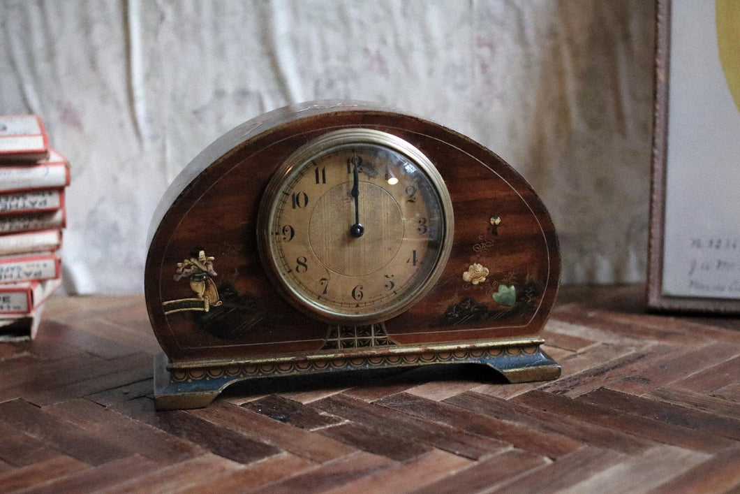 C.1920 Chinoiserie Painted Mantel Clock