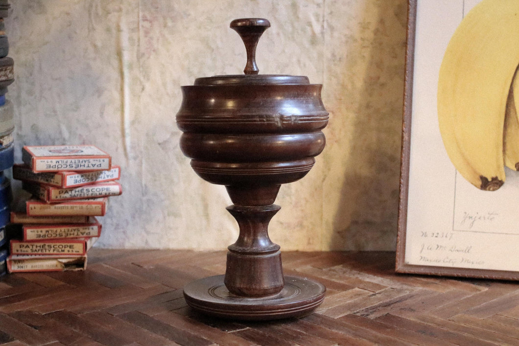 Antique Turned Hardwood Treen Tobacco Jar