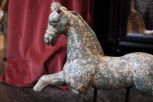 Load image into Gallery viewer, Large Ceramic Mounted Horse Sculpture
