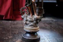 Load image into Gallery viewer, Antique French C.1900 Spelter Figurine Sculpture - Auguste Moreau - La Telephone
