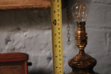 Load image into Gallery viewer, Vintage Heavyweight Rewired Chinese Brass and Enamel Table Lamp
