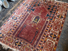 Load image into Gallery viewer, 3&#39;9&quot; x 2&#39;8&quot; Antique Afghan Balouch Prayer Rug - 111 x 81
