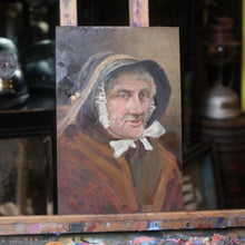 Load image into Gallery viewer, Antique Oil on Board Painting of Elderly Woman
