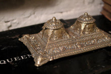 Load image into Gallery viewer, Ornate Antique Victorian Brass Double Inkwell
