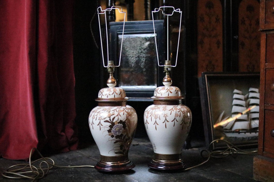 Pair of 1980's Chinese Porcelain Urn Table Lamps