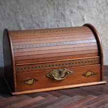 Load image into Gallery viewer, Antique Victorian Tambour Stationary Box / Desk Tidy
