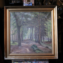 Load image into Gallery viewer, 1920&#39;s Danish Impressionistic Oil Painting of Forrest in Gold Wood Frame - 64.5 x 65.5cm
