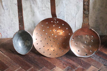 Load image into Gallery viewer, Pair of Rustic French Antique Copper Strainers and Ladle
