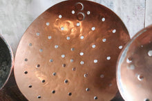 Load image into Gallery viewer, Pair of Rustic French Antique Copper Strainers and Ladle
