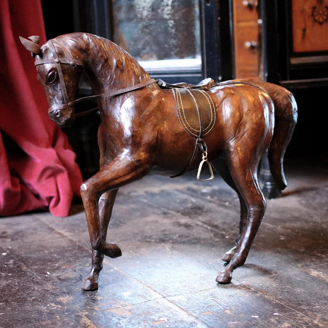 Large Vintage Liberty & Co Leather Horse Sculpture
