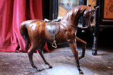 Load image into Gallery viewer, Large Vintage Liberty &amp; Co Leather Horse Sculpture
