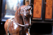 Load image into Gallery viewer, Large Vintage Liberty &amp; Co Leather Horse Sculpture
