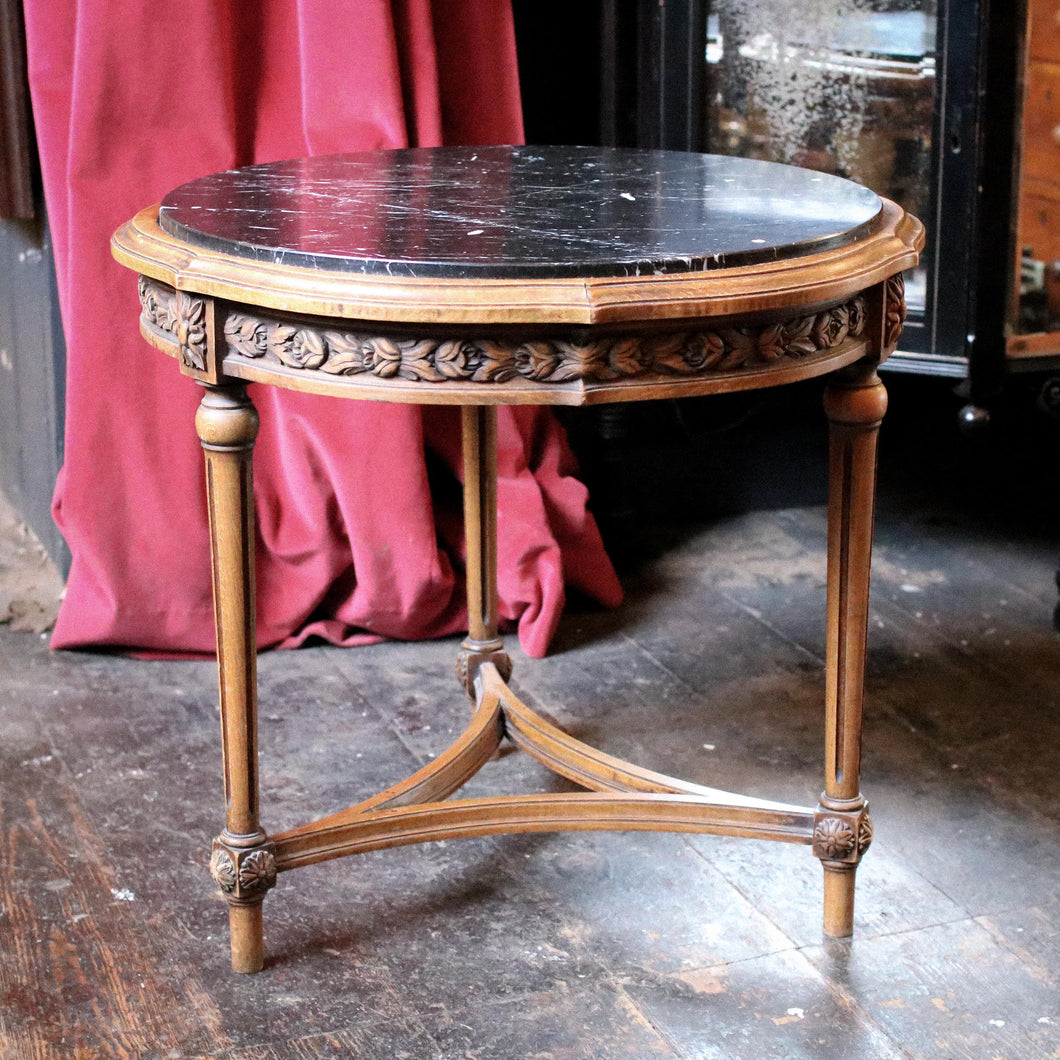 Louis XVI Antique Carved Marble Top Side Table