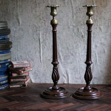 Load image into Gallery viewer, Pair of Late 18th Century Carved Candlesticks
