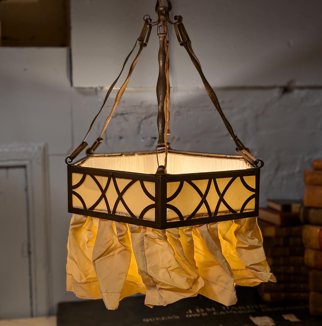 Antique Hexagonal Art Deco Hanging Ceiling Light Lantern