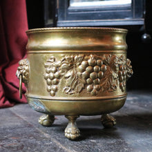 Load image into Gallery viewer, Early 20th.C Arts &amp; Crafts Brass Embossed Plant Pot / Jardiniere
