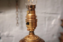 Load image into Gallery viewer, Vintage Heavyweight Rewired Chinese Brass and Enamel Table Lamp
