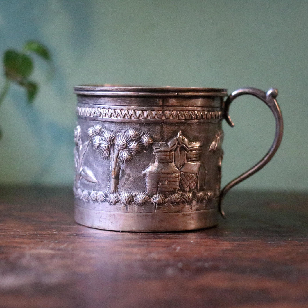 Antique Burmese White Metal Cup