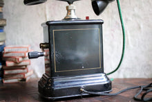 Load image into Gallery viewer, Antique C.1900 Black Jydsk Hand Crank Telephone
