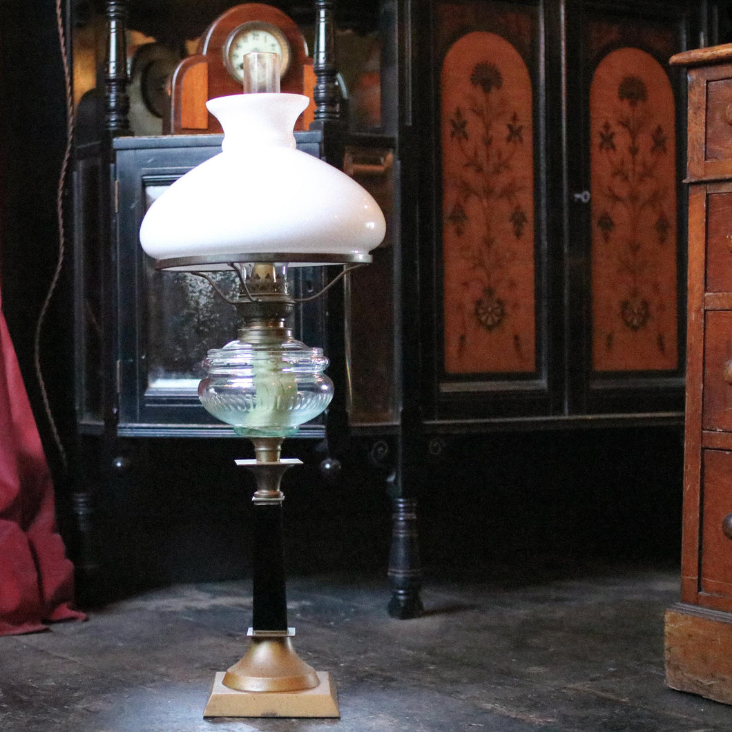 Duplex Ornate Brass and Glass Oil Lamp Lantern