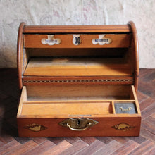 Load image into Gallery viewer, Antique Victorian Tambour Stationary Box / Desk Tidy
