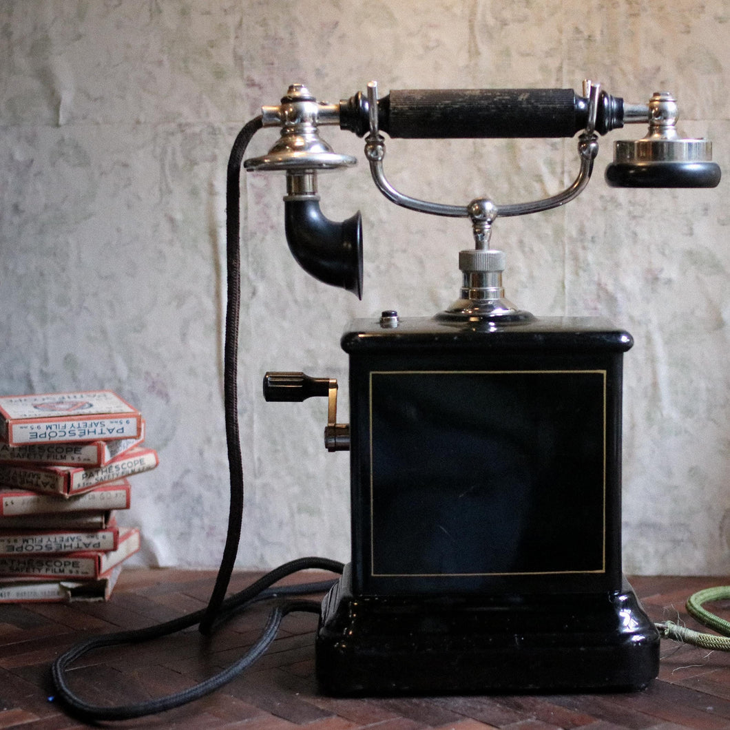 Antique C.1900 Black Jydsk Hand Crank Telephone