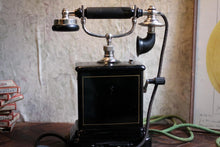 Load image into Gallery viewer, Antique C.1900 Black Jydsk Hand Crank Telephone
