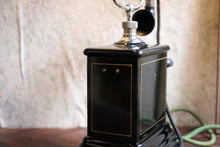 Load image into Gallery viewer, Antique C.1900 Black Jydsk Hand Crank Telephone
