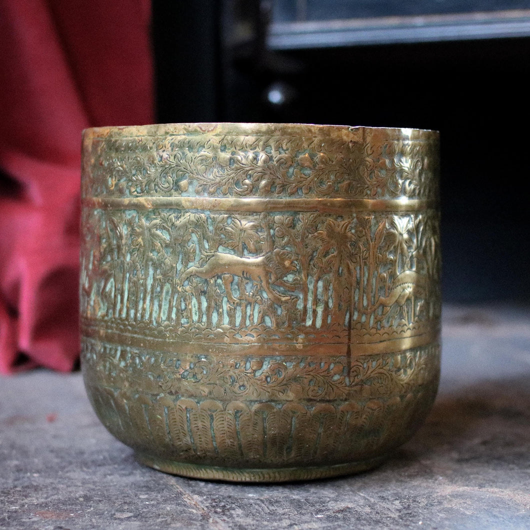 Mughul Indian Antique Brass Planter / Jardinière