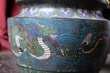 Load image into Gallery viewer, Late 19th.C Japanese Champleve Bronze Cloisonné Jardiniere Plant Pot
