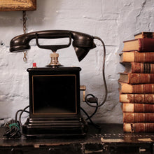 Load image into Gallery viewer, Antique C.1900 Black Jydsk Hand Crank Telephone
