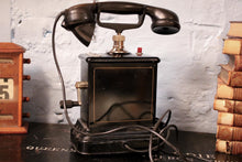 Load image into Gallery viewer, Antique C.1900 Black Jydsk Hand Crank Telephone
