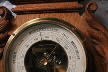 Load image into Gallery viewer, Vintage Carved Oak Barometer / Thermometer
