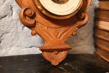 Load image into Gallery viewer, Vintage Carved Oak Barometer / Thermometer
