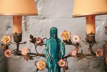 Load image into Gallery viewer, Vintage Chinese Turquoise Glazes Porcelain Table Lamp
