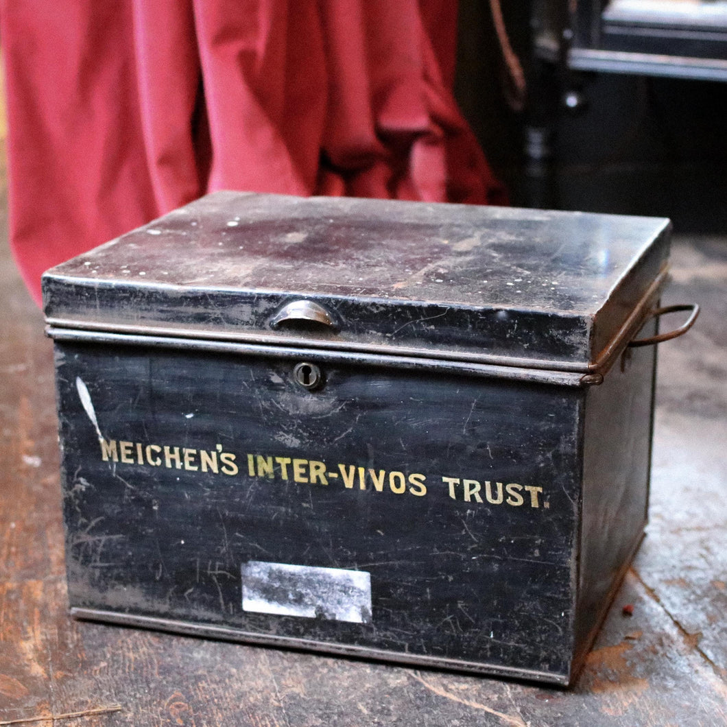 Antique Deed Box - Metal Storage Bin