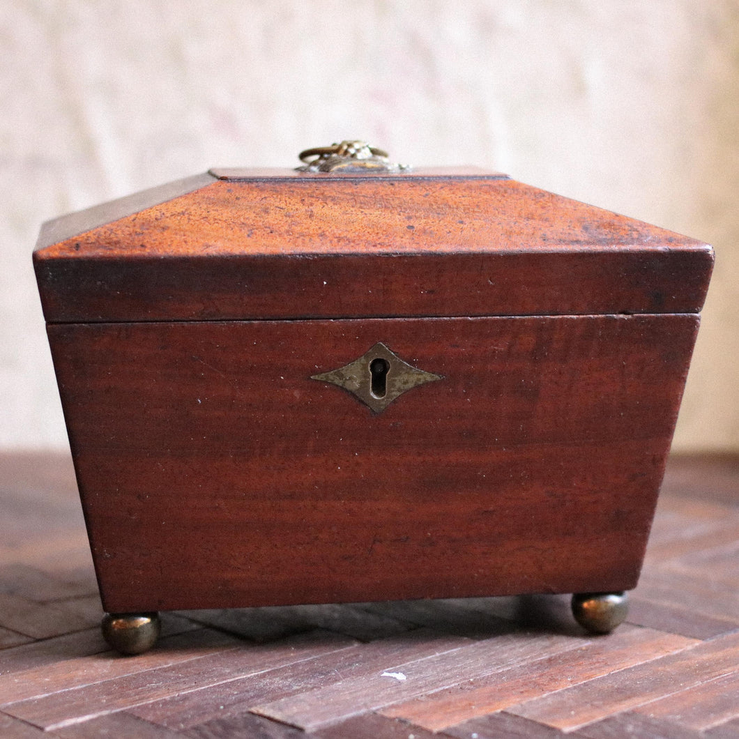 Antique Early Victorian Mahogany Tea Caddy