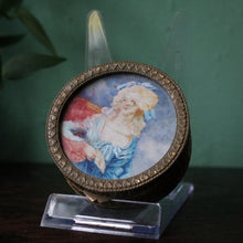 Load image into Gallery viewer, Antique19th.C French Gilded Brass Painted Portrait Pill Box
