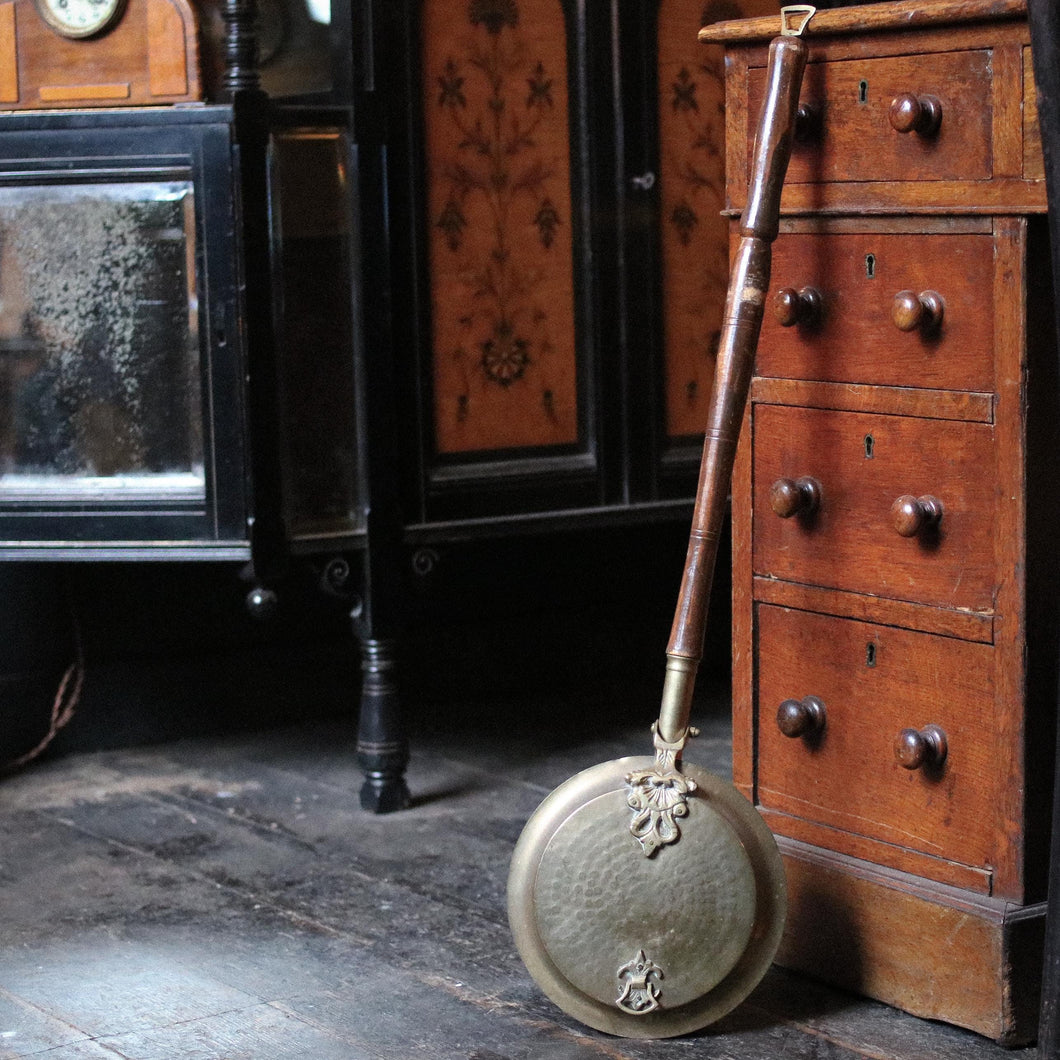 19th Century Brass Scottish Bed Warming Pan / Bedpan