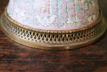 Load image into Gallery viewer, Antique Chinese Pink Ground Famille Rose and Gilded Brass Inkwell
