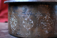 Load image into Gallery viewer, Large Antique Middle Eastern Engraved Bronze Bowl
