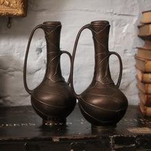 Load image into Gallery viewer, Pair of Antique Japanese Art Nouveau Bronze Vase&#39;s
