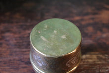 Load image into Gallery viewer, Islamic Brass Lidded Trinket Box With Silver And Copper Inlaid Calligraphy

