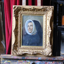 Load image into Gallery viewer, Antique Oil Painting of a Nun in Gilt Gesso Frame
